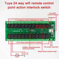 Tuya - Wi-Fi 24-cestný reléový spínací modul s napájením DC 12V
