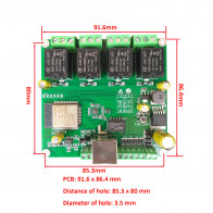 4-kanálová reléová deska se čtyřmi vstupy RJ45, WIFI, MQTT,