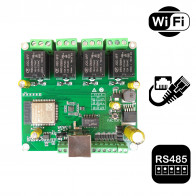 4-kanálová reléová deska se čtyřmi vstupy RJ45, WIFI, MQTT,