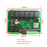 8-kanálová reléová deska s 8 vstupy RJ45, WIFI, RS485, MQTT