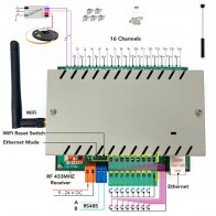 KC868-D16 16 kanálový stmívač - dimmer,Tuya, WiFi+Ethernet+RS485 modul s podporou  Home Assistant - podpora MQTT HTTP